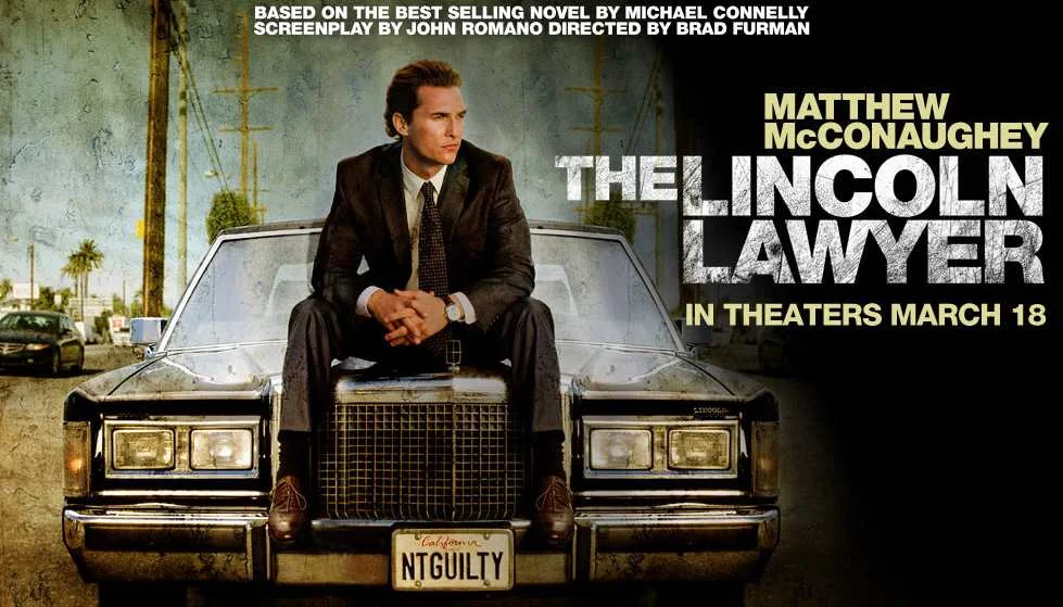 Lincoln MKC Commercials — Promotional poster for The Lincoln Lawyer with Matthew McConaughey sitting on a black Lincoln car