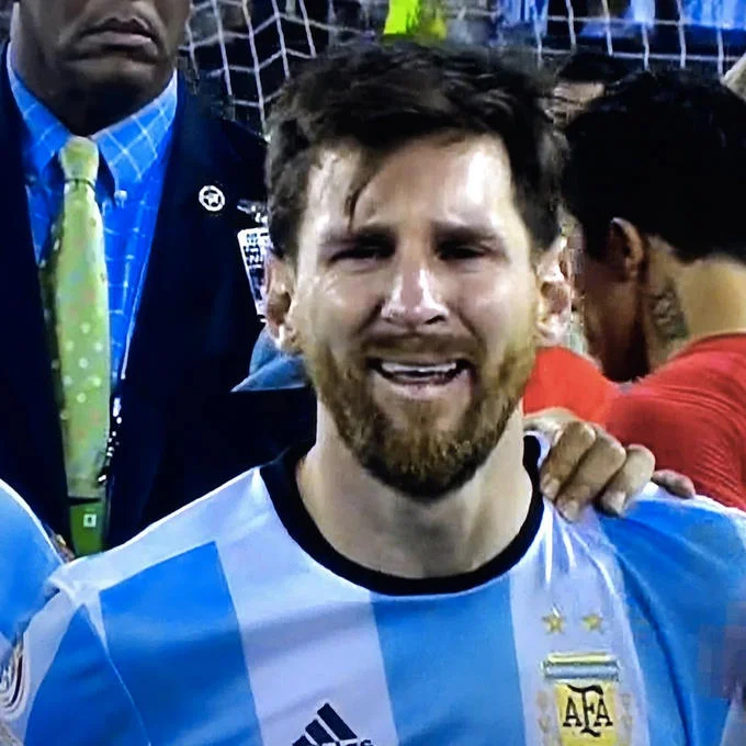 Lionel Messi crying in Argentina national team jersey after Copa America loss