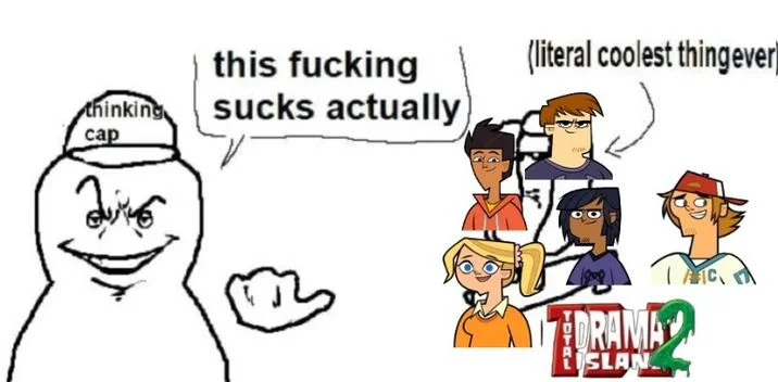 Literal Me Characters — A variant of the Literal Me template featuring a grayscale or censored image in the 'literal coolest thing ever' position.