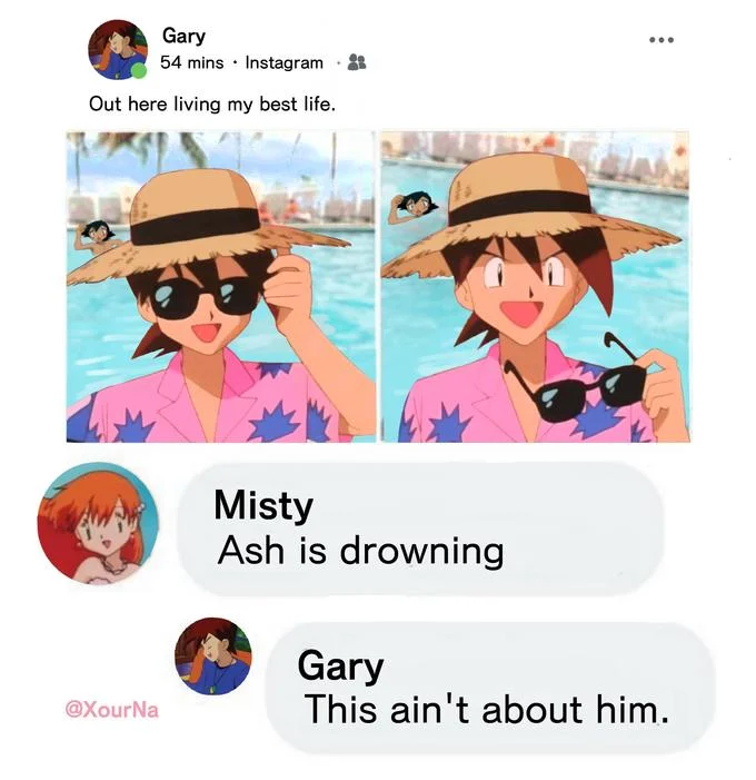 Instagram pool character post with 'Out here living my best life' caption