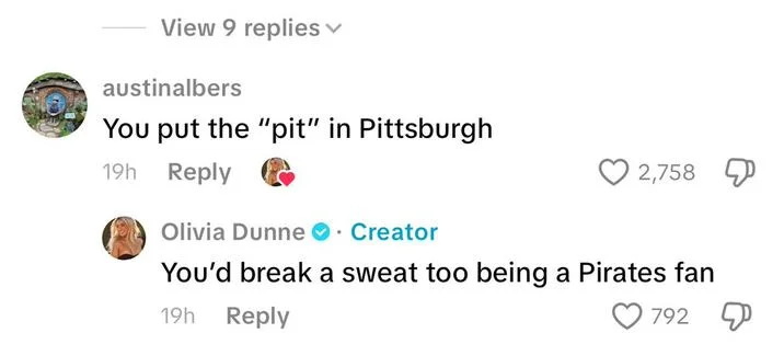Article about Livvy Dunne's viral Pittsburgh Pirates stadium moment