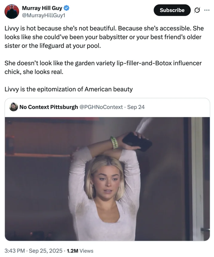 Twitter meme about double standards referencing Livvy Dunne
