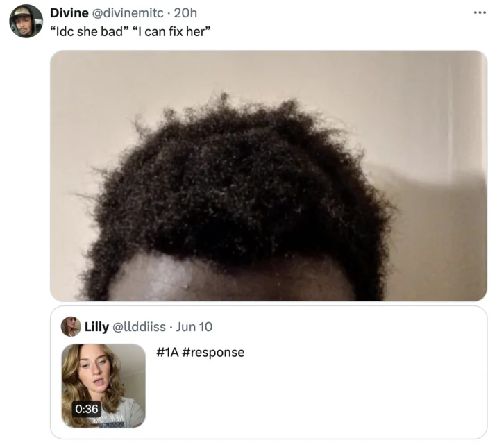 Llddis Broke Ass Niggas Tiktok — Tweet mocking 'I can fix her' meme in response to Lilly's llddiss controversy