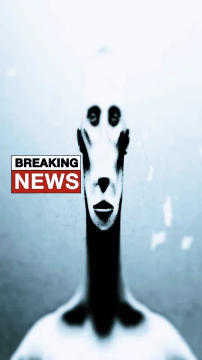 Locked In Alien — Locked-in alien GIF with red 'BREAKING NEWS' banner overlay.