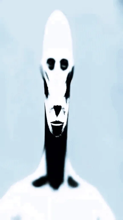Locked In Alien — Animated GIF of the locked-in alien with elongated head and intense black eyes.