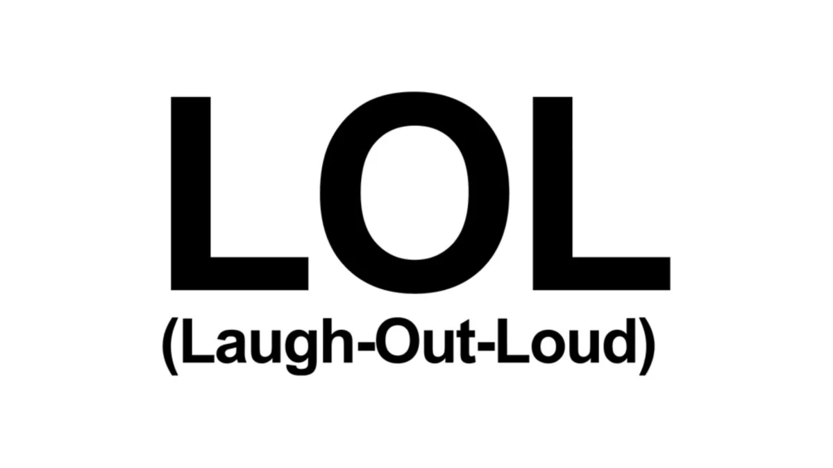 Bold black text reading LOL with Laugh-Out-Loud in parentheses on white background