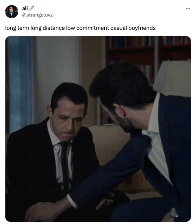 Long Term Long Distance Low Commitment Casual Girlfriend — A Twitter screenshot from @strangeluvz captioned 'long term long distance low commitment casual