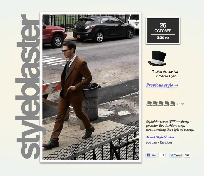 Look at This Fucking Hipster — Screenshot of Styleblaster Williamsburg fashion blog showing man in brown suit