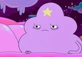 Look of Disapproval — Pink cartoon cloud character with neutral or slightly disapproving expression
