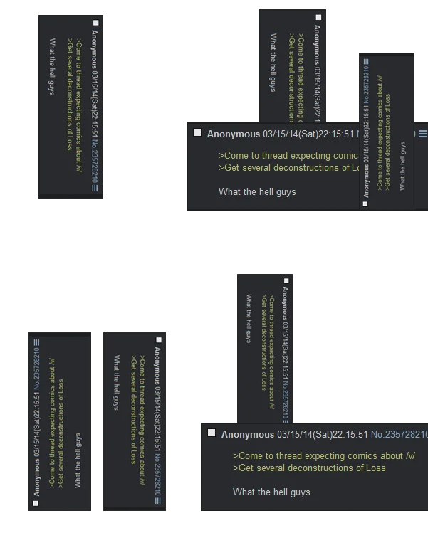 Losslikes — 4chan post arranged in the Loss meme four-panel layout