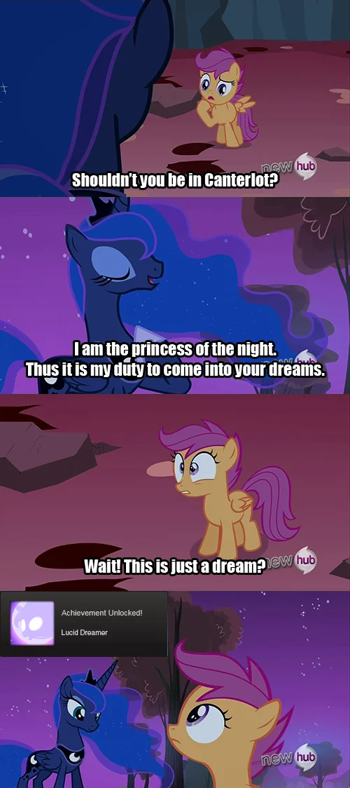 Three panel meme about lucid dreaming expectations versus reality with a blank final panel