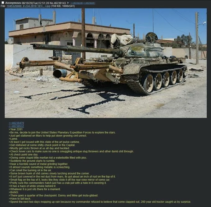 M2 Browning In Space — Meme comparing M2 Browning use across 2021, 1933, and 1845 battles