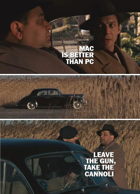 Mac vs PC — 4chan post showing WALL-E labeled 'I'm a PC' and EVE labeled 'I'm a Mac' with a comment about durability.