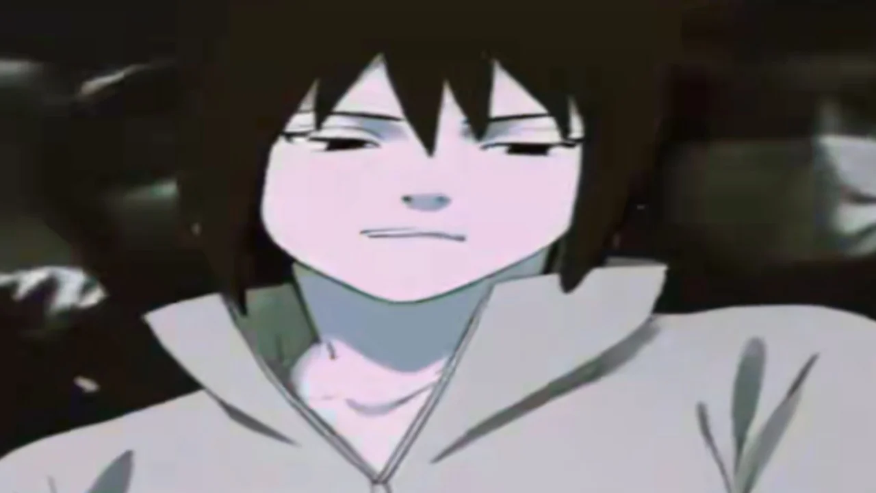 Mandem Style — Edited anime screenshot of Sasuke Uchiha in a hoodie with a smug half-lidded expression