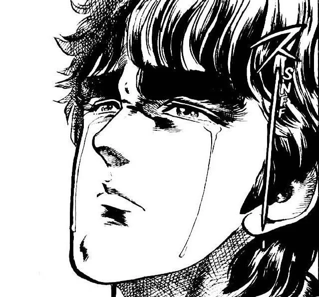 Manly Tears — Fist of the North Star manga page with Kenshiro declaring an act of love