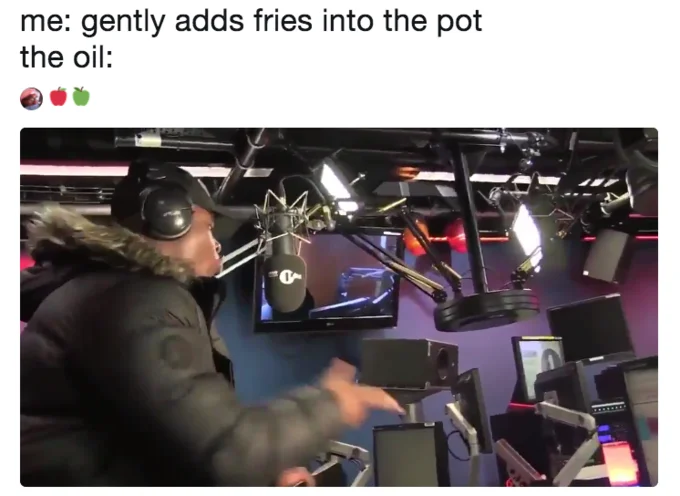Mans Not Hot — Big Shaq gesturing wildly in BBC studio used as reaction image for hot oil
