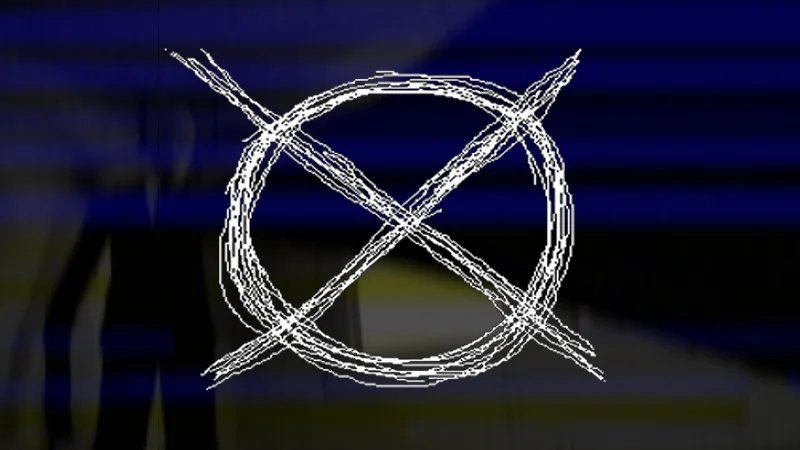 Marble Hornets — White Operator Symbol, a circle with an X through it, on a dark blurred background.