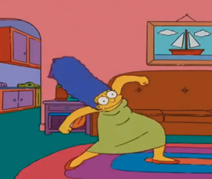 Marge Krumping — Marge Simpson krumping in her living room with sailboat painting in background