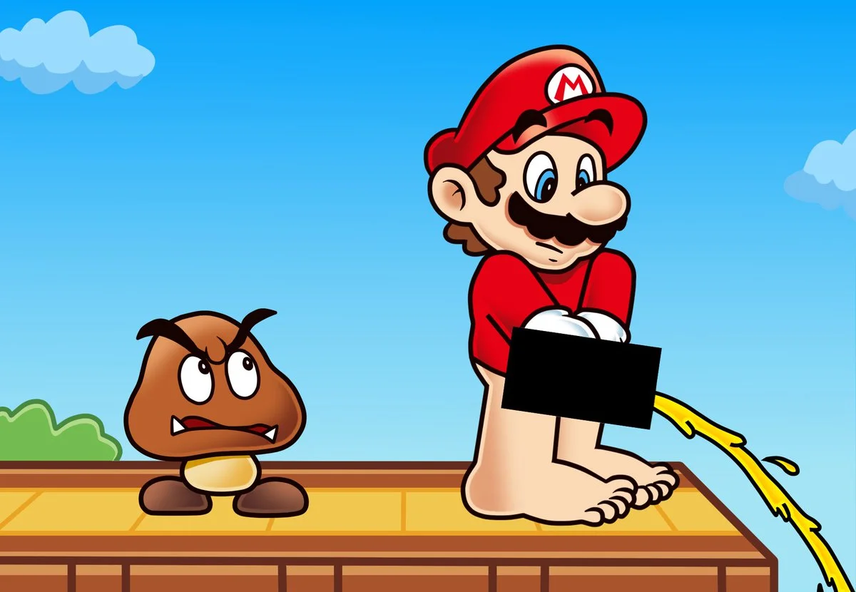 Mario Pissing — Super Mario Odyssey scene labeled 'time to take a PISS'
