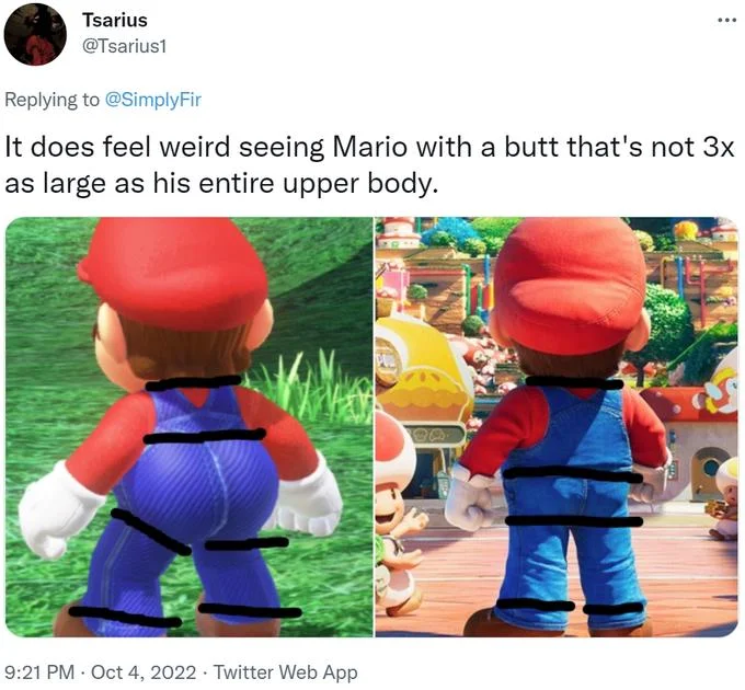 Mario's Flat Butt — Theatrical poster of Mario and Luigi from behind for The Super Mario Bros. Movie.