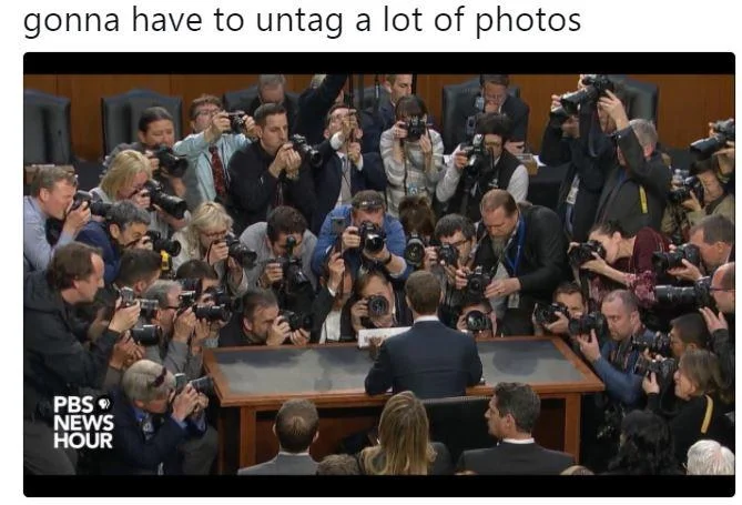 Mark Zuckerberg Congressional Hearings — Meme of Mark Zuckerberg with blank expression joking about having his emotion chip removed