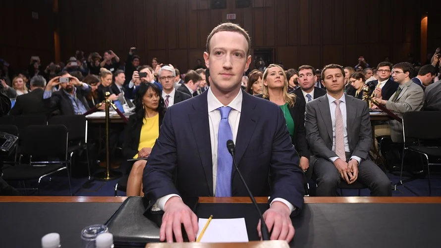Mark Zuckerberg Congressional Hearings — Mark Zuckerberg seated at witness table during Senate congressional hearing testimony
