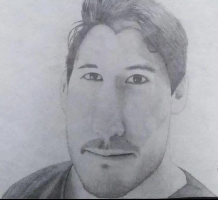 Pencil drawing portrait of Markiplier's face