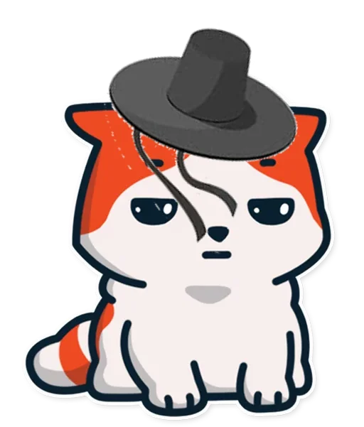 Marsey The Cat — An orange and white cartoon cat wearing a wide-brimmed gray cowboy hat with serious, determined expression.