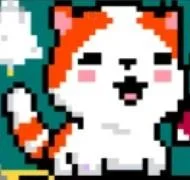 Marsey The Cat — A low-resolution pixelated version of Marsey rendered in retro video game style with orange and white colors.
