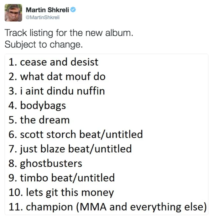 Screenshot of a Martin Shkreli tweet claiming he was scammed while trying to buy Kanye's album