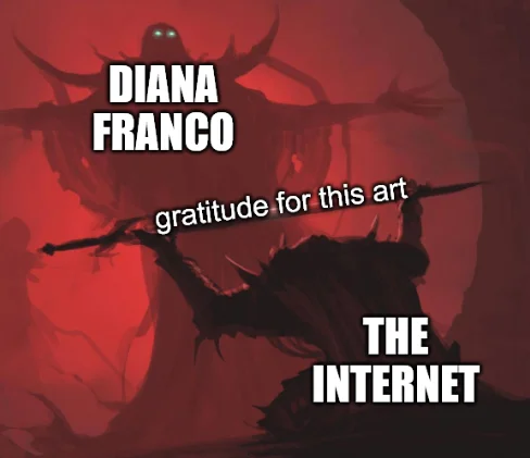 Twitter screenshot of Diana Franco claiming credit for the Master's Blessing artwork