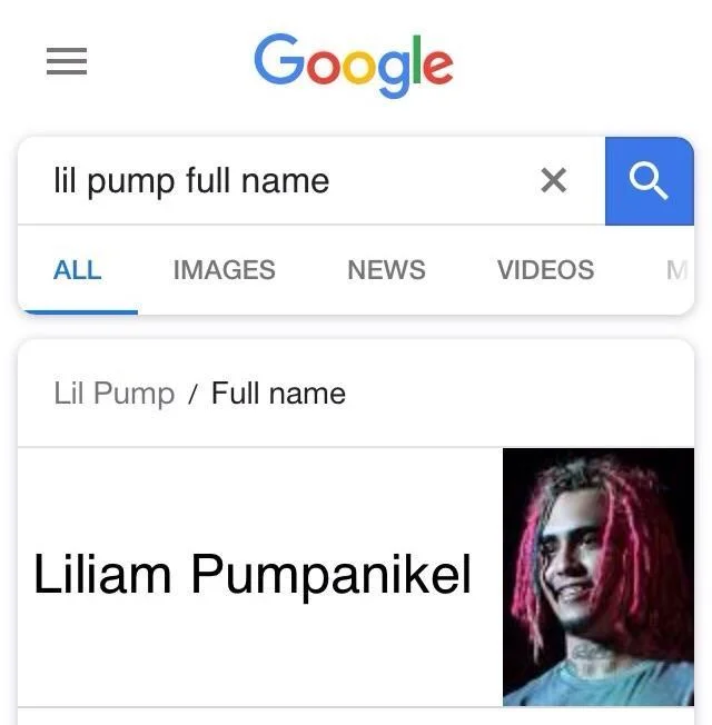 Matching Ceo Names — Gooale lil pump full name ALL IMAGES NEWS VIDEOS Lil Pump Full name Liliam Pumpanikel