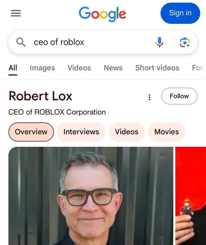 Matching CEO Names meme spreading misinformation that ROBLOX' CEO is Robert Lox