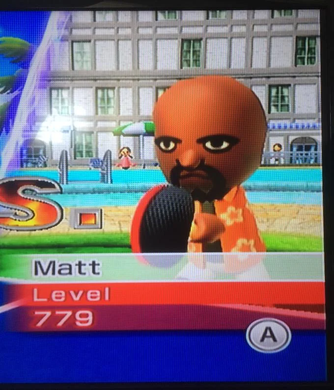 Matt Mii — Wii Sports Resort screenshot of Matt at table tennis Level 779