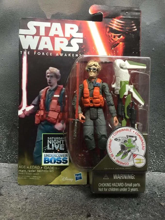 Custom Star Wars action figure of Matt the Radar Technician in Force Awakens blister packaging