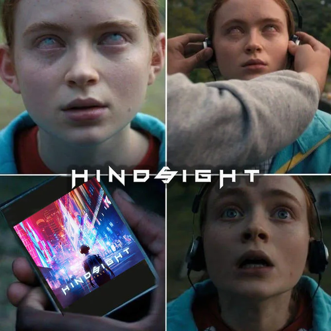 Maxs Favorite Song — Max's Favorite Song meme edited with a Hindsight-branded neon cover on the phone