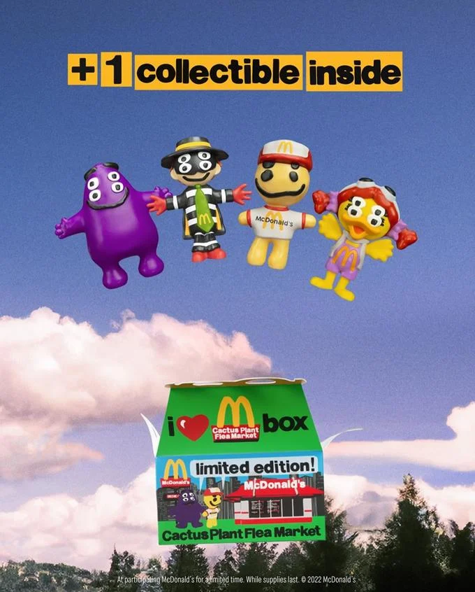 Mcdonalds Adult Happy Meals — Official McDonald's promotional image featuring the collectible character toys included in Adult Happy Meals, including the