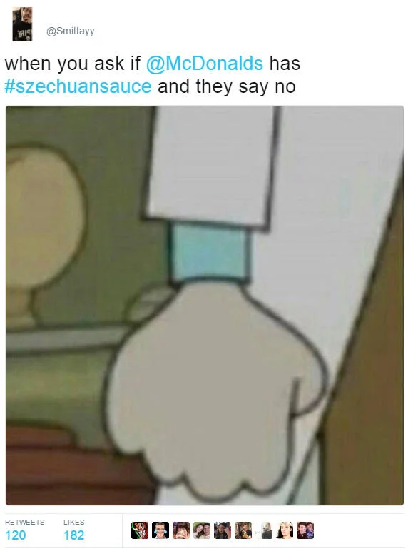 Mcdonalds Mulan Szechuan Sauce — Tweet reaction meme about McDonald's not having Szechuan sauce