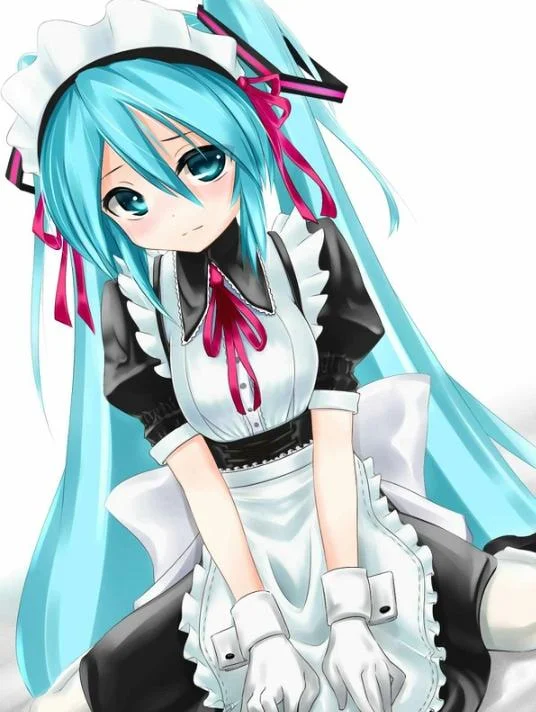 Maid Outfits — Hatsune Miku in a black and white maid outfit