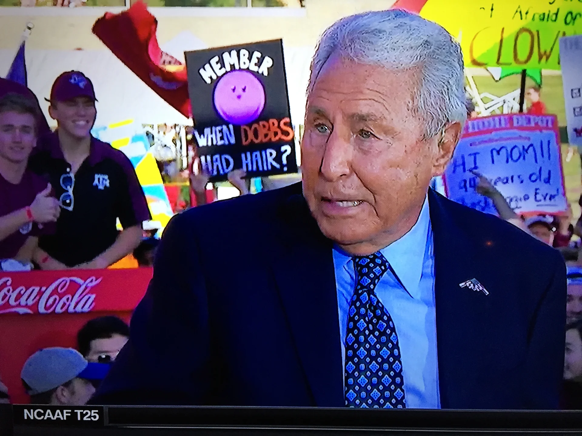 Member Berries — College GameDay fan sign with Member Berry asking 'Member when Dobbs had hair?'