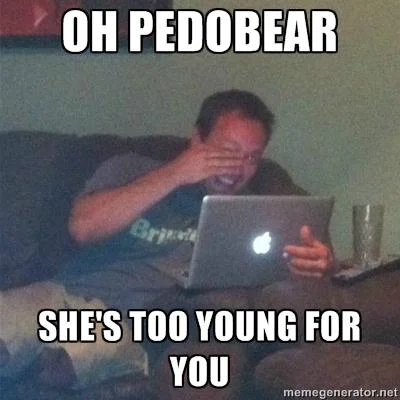 Meme Dad macro with Pedobear joke caption