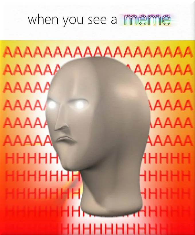 Meme Man in a suit standing before a rising stock chart with the word stonks