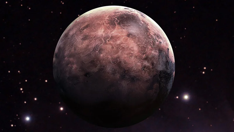 Mercury in Retrograde — The planet Mercury rendered against a starry black sky.