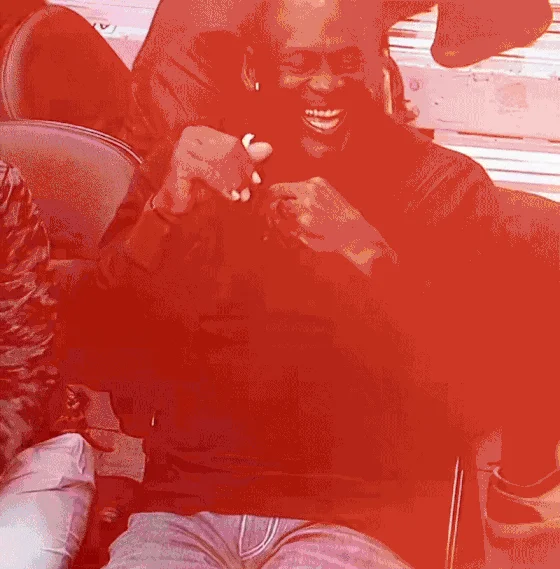 Michael Jordan No No No Reaction — Heavily stylized version of the reaction clip rendered in saturated red and pink tones with extreme color distortion.