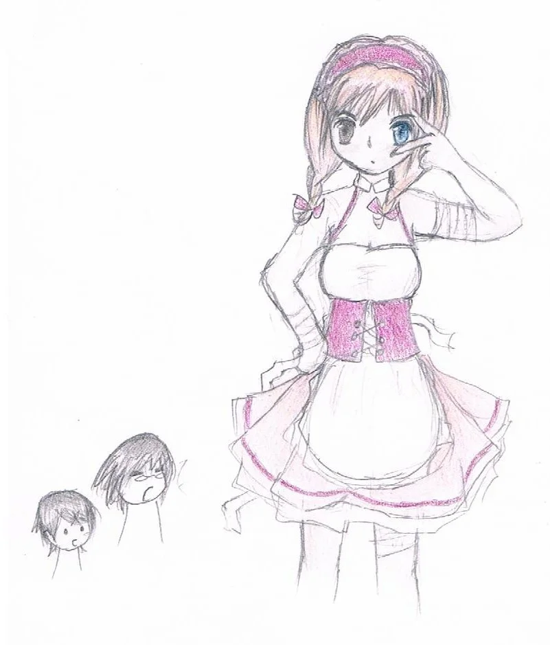 Mikuru Beam — Pencil fan art drawing of Mikuru Asahina in a maid outfit