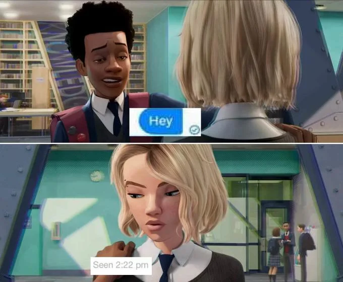 Miles Morales Says Hey — Miles Morales sends 'Hey' text to Gwen who leaves it on seen