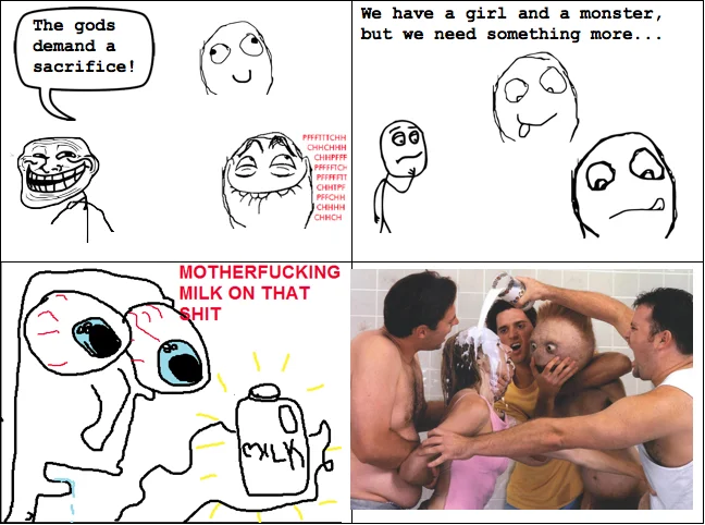 Milk Face — Origin cereal rage comic ending with NO MILK horror face