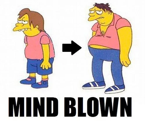Mind = Blown — Simpsons characters Nelson and Barney with arrow between them and the caption MIND BLOWN