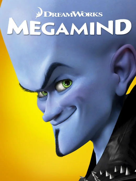 Mind Size Brain Size — DreamWorks Megamind movie poster with the blue villain character in profile