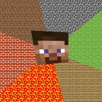 Cropped square Minecraft Guy blank template with Steve's head over block textures.